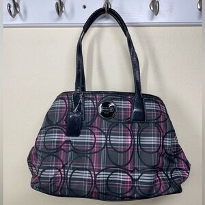 🖤 Pristine COACH Signature Tartan Plaid Sateen Handbag